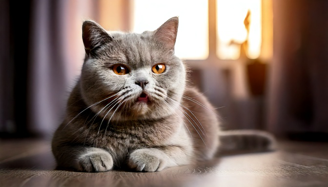 British Shorthair ofegante e letárgico.